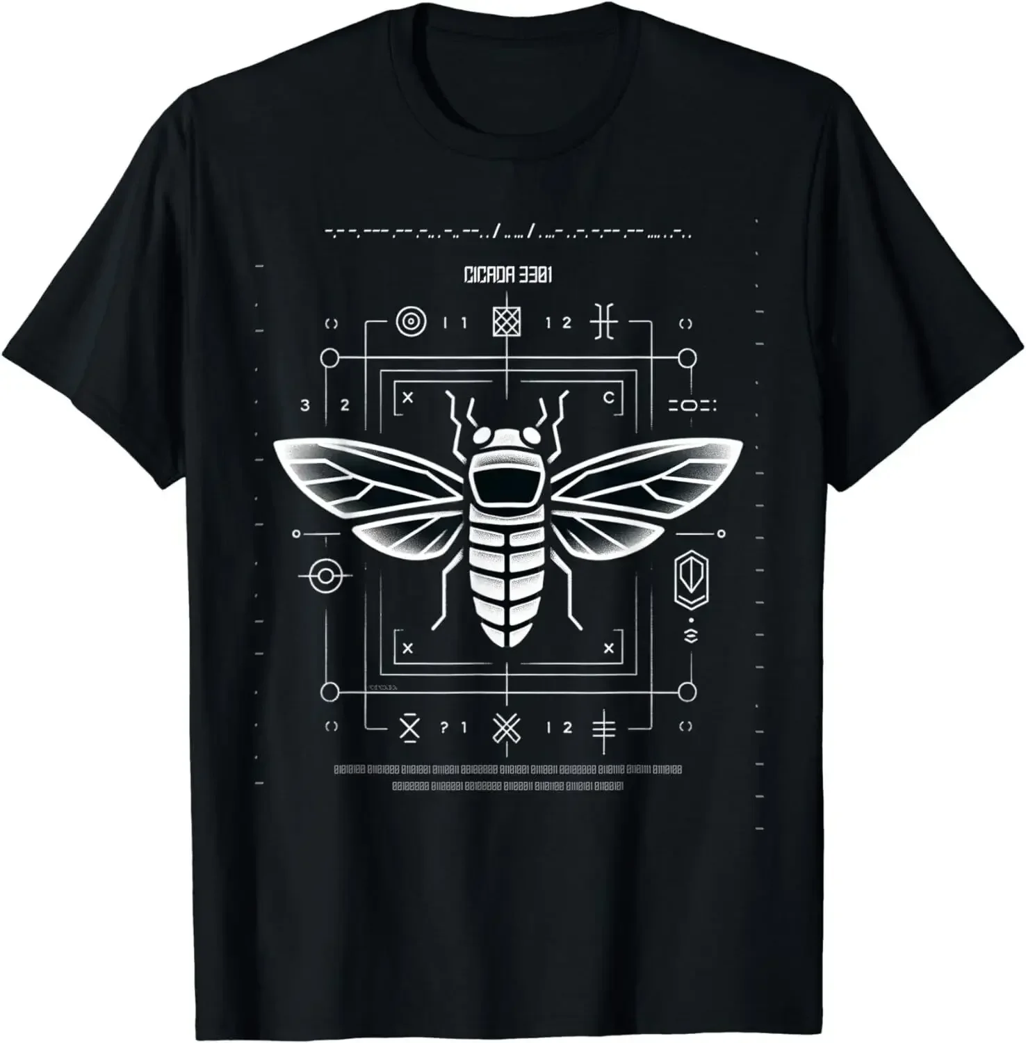 Cicada Cypher Morse Binary Code Puzzle Minimal Geek Chic Unisex T-Shirt