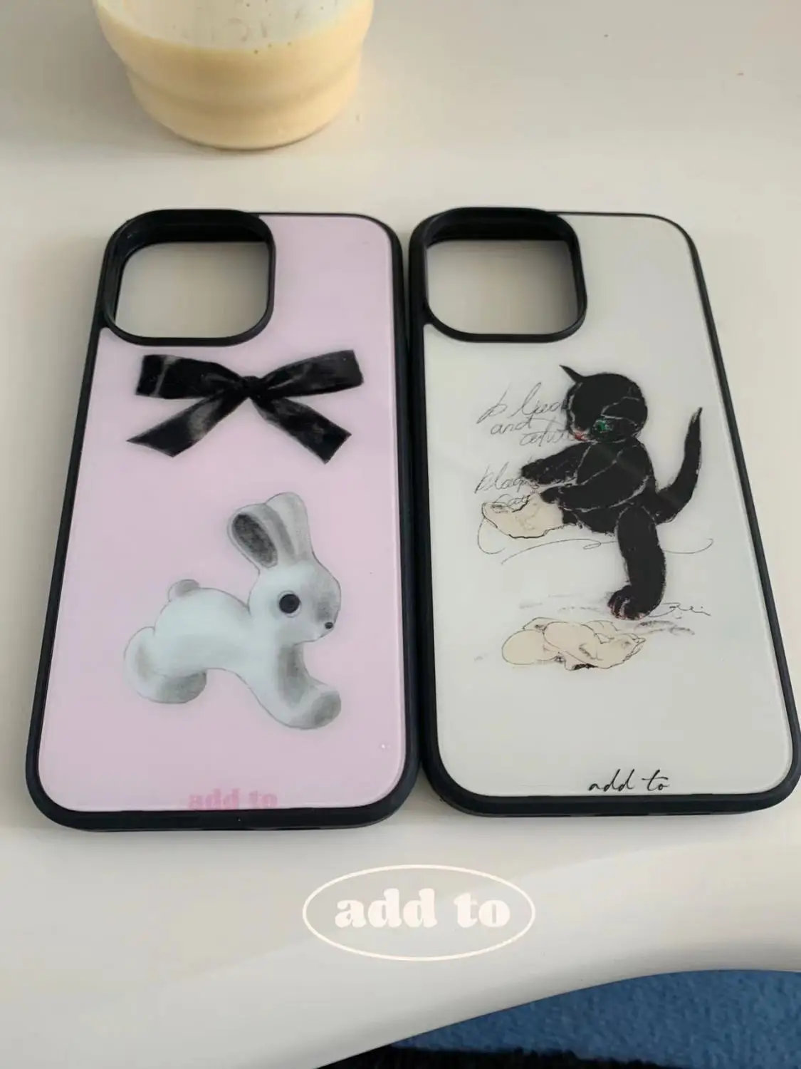 Funda de teléfono de conejo Rosa Kawaii coreano para IPhone 14 11 12 13 Pro Max, funda de teléfono de dibujos animados con lazo de moda para IPhone XR XS MAX