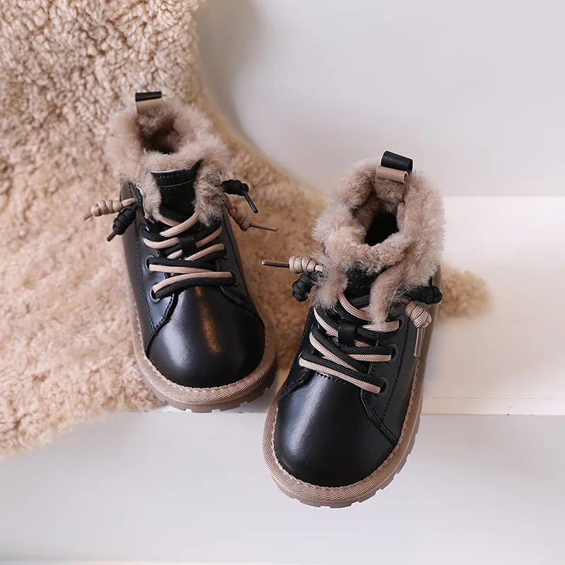 DIMI New Winter Children Shoes Fashion Brand Boys Girls Baby Boots Soft Leather Waterproof Non-Slip Warm Plush Kids Snow Boots