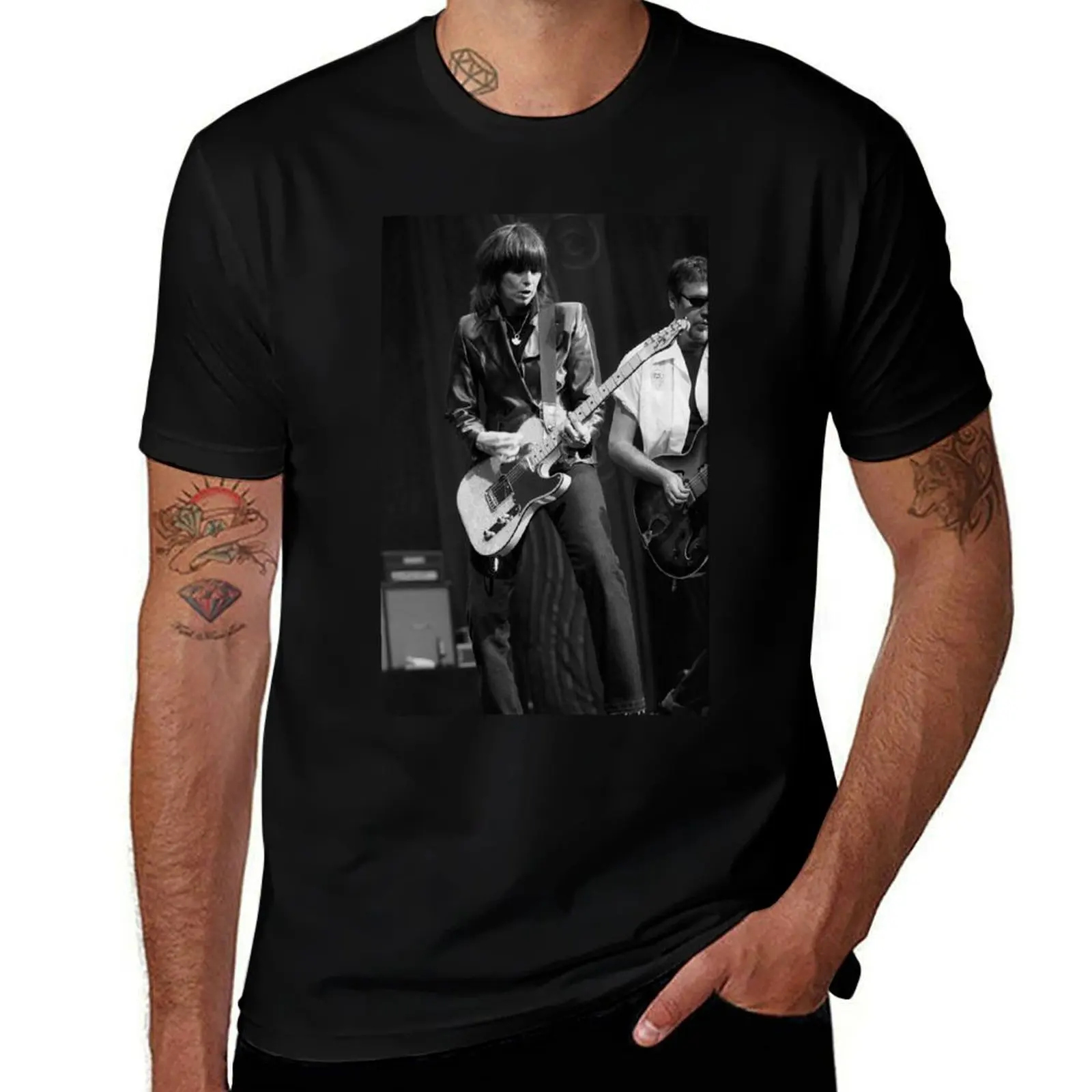 Chrissie Hynde - BW Photograph T-Shirt Quick Dry Sports Short Sleeve Tee T-Shirt