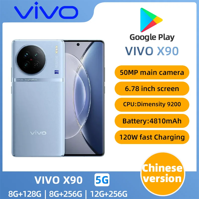 Vivo X90 5g SmartPhone Android 13 6.78inch 120Hz Dimensity 9200 4810mAh 120W NFC 50MP Camera Google Play Original used phone