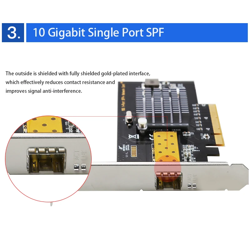 Game PCIE Card PCI Express x 8 for Desktop gaming adaptive 10000M fast Ethernet 10G Single Port SFP Lan Card Fiber Network Card