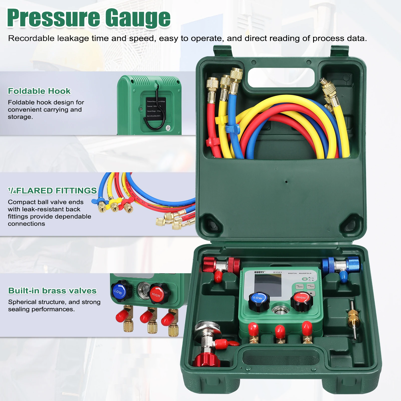 Misuratore elettronico del fluoruro del refrigerante dell\'aria condizionata Manometro del vuoto Manometro del collettore Misuratore del vuoto del