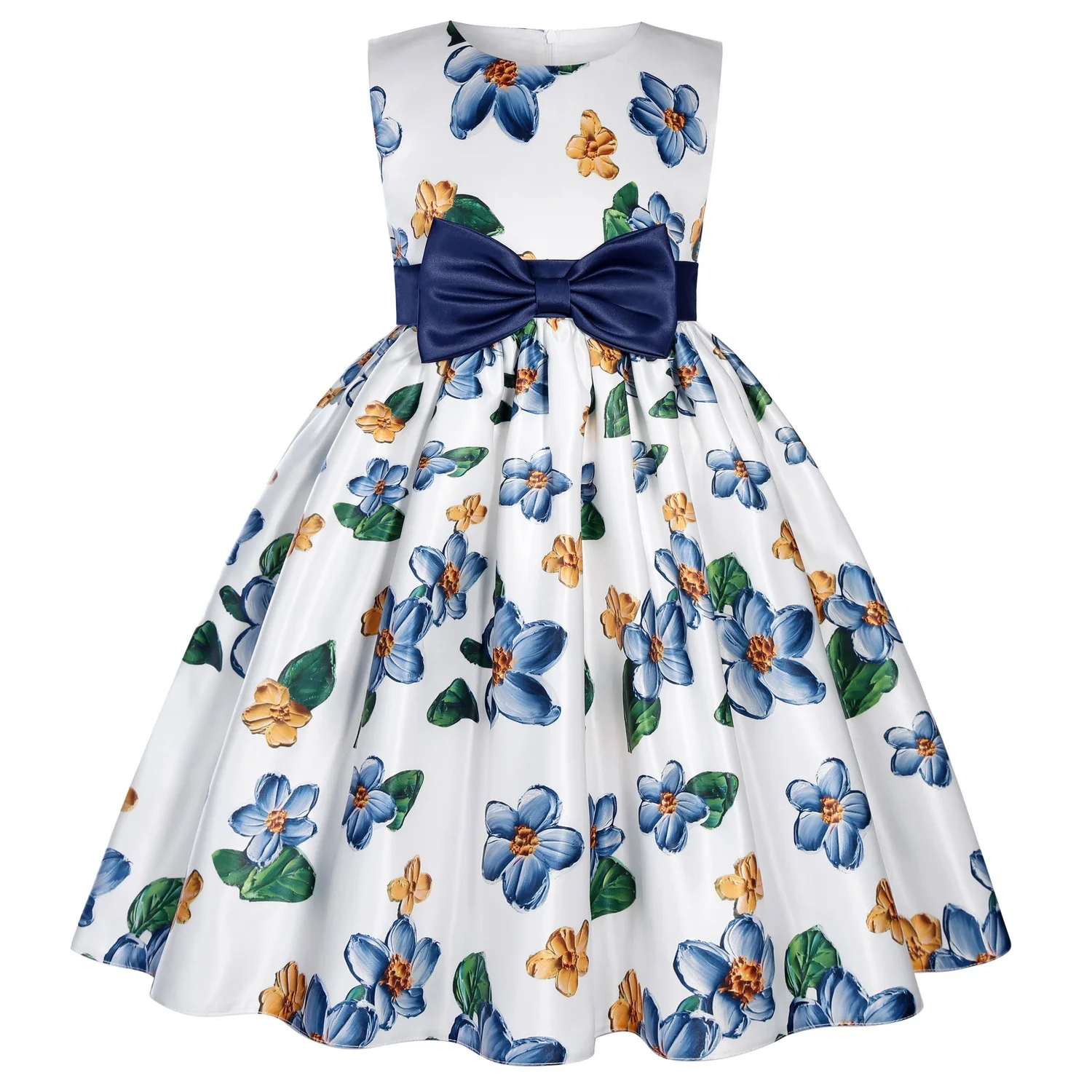 HETISO Purple Cotton Floral Princess Dress for Girls Casual Kid's Party Gown Cute Holiday Gift Ages 2-10