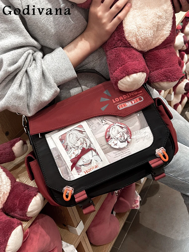 

2D Japanese Original Lolita Double-Sided Pain Bag Large Capacity Daily Student Commuting Casual Crossbody Bag for Women