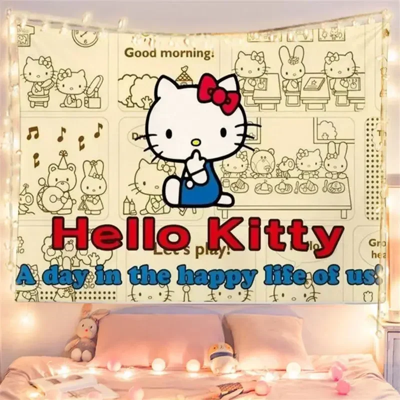 Sanrio série pano pendurado para decoração dormitório estudantil, fundo de personalização, personalização tapeçaria, urso e cão, 1,5x2m