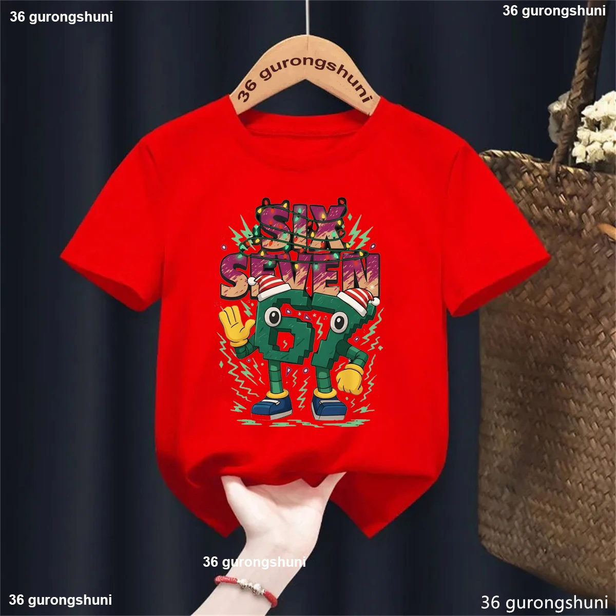 

Italian Brainrot Six Seven 67 Meme T Shirt Christmas Gift T-Shirt Girls/Boys Xmas Gift Kawaii Kids Clothes Short Sleeve Shirt