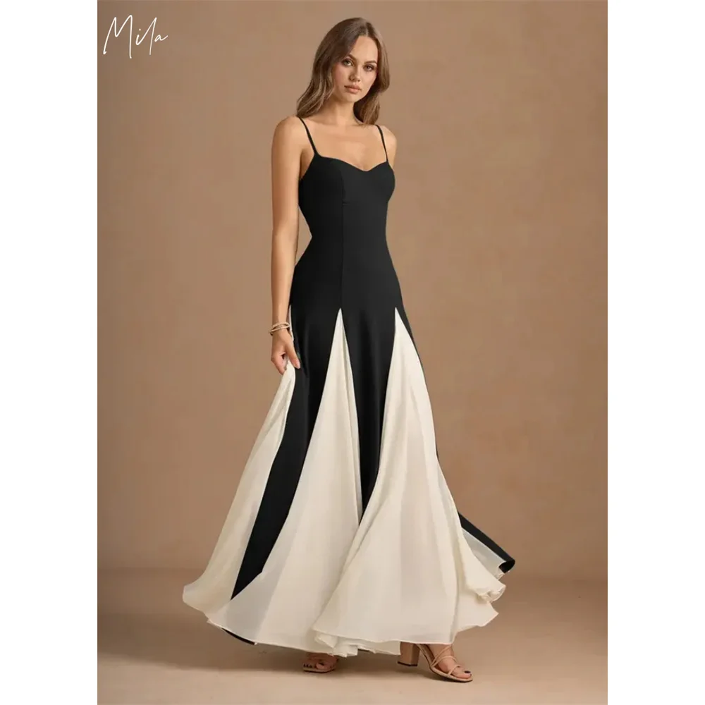 

Mila Black And White Striped Skirt Prom Dresses Spaghetti Strap Customized Formal Evening Ankle-Length vestidos de fiesta 2025