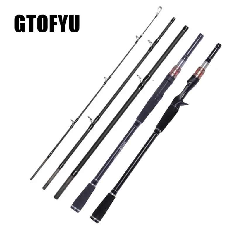 

1.8m 2.1m Carbon Fiber Spinning Casting Portable Fishing Rod H Power 10-40g Lure Fast Action Hard 4 Sections Lure Rod Tackle