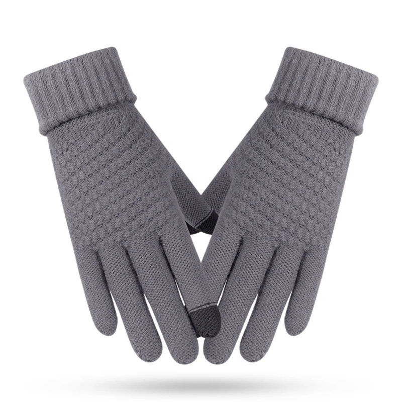 2024 New Women'S Knitted Gloves Autumn Winter Thick Warm Gloves Plush Inside Solid Mittens Couple