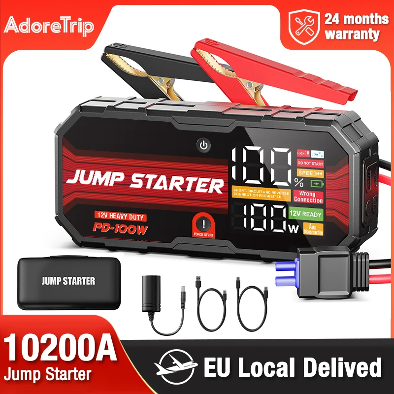 Image of AdoreTrip 10200A Auto-Starthilfe Powerbank PD100W Schnellladung Tragbare Luftpumpe Auto-Batterie Notfall-Boosters Startgerät