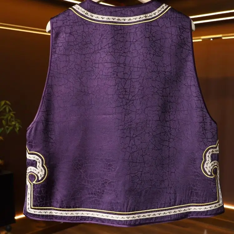 المطرزة سترة المرأة النمط الصيني Vintage سترة بلا أكمام الرجعية مشبك القمم الإناث ربيع الخريف موضة جديدة