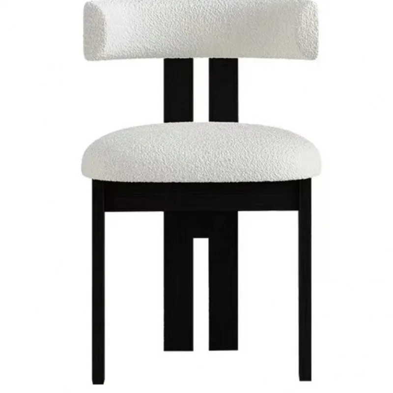 

Italian home, retro simple solid wood dining chair, backrest soft bag dressing chair, designer model room dining chair