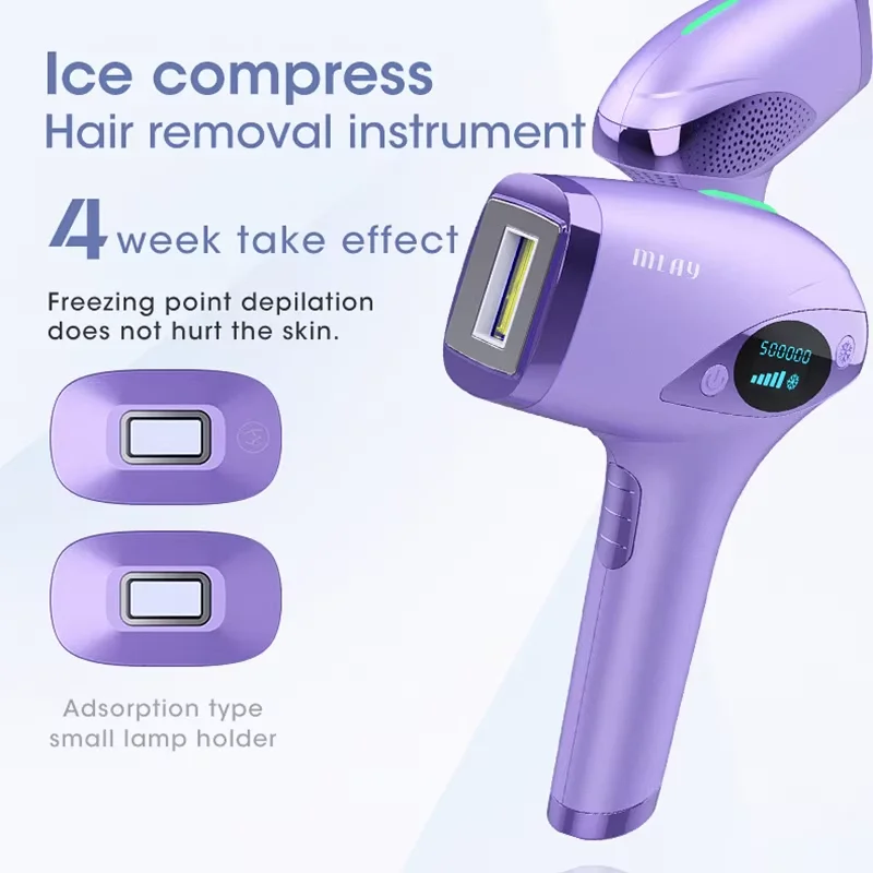 جهاز إزالة الشعر بالليزر MLAY T4، آلة إزالة الشعر الملايو IPL، آلة إزالة الشعر بالليزر الباردة لكامل الجسم، إزالة الشعر IPL غير مؤلمة للنساء