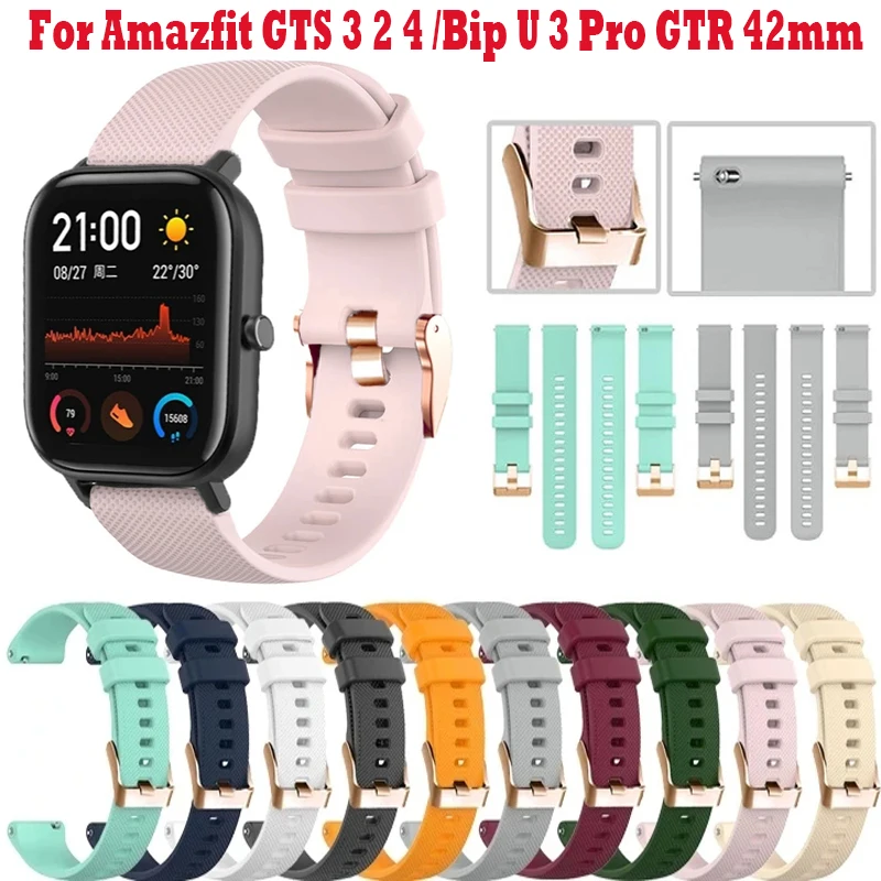 20mm Strap For Xiaomi Mi Huami Amazfit GTS 3 2 4 Mini 2e Smart Watch Band Amazfit Bip U 3 Pro GTR 42mm Rose Gold Buckle Bracelet