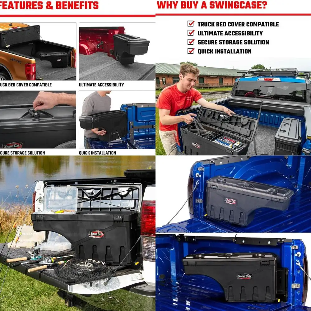 

RealTruck SwingCase Truck Bed Storage Box | SC300P | Fits 2002 - 2023 Dodge Ram 1500, 2003-20 2500/3500, Passenger Side (Without