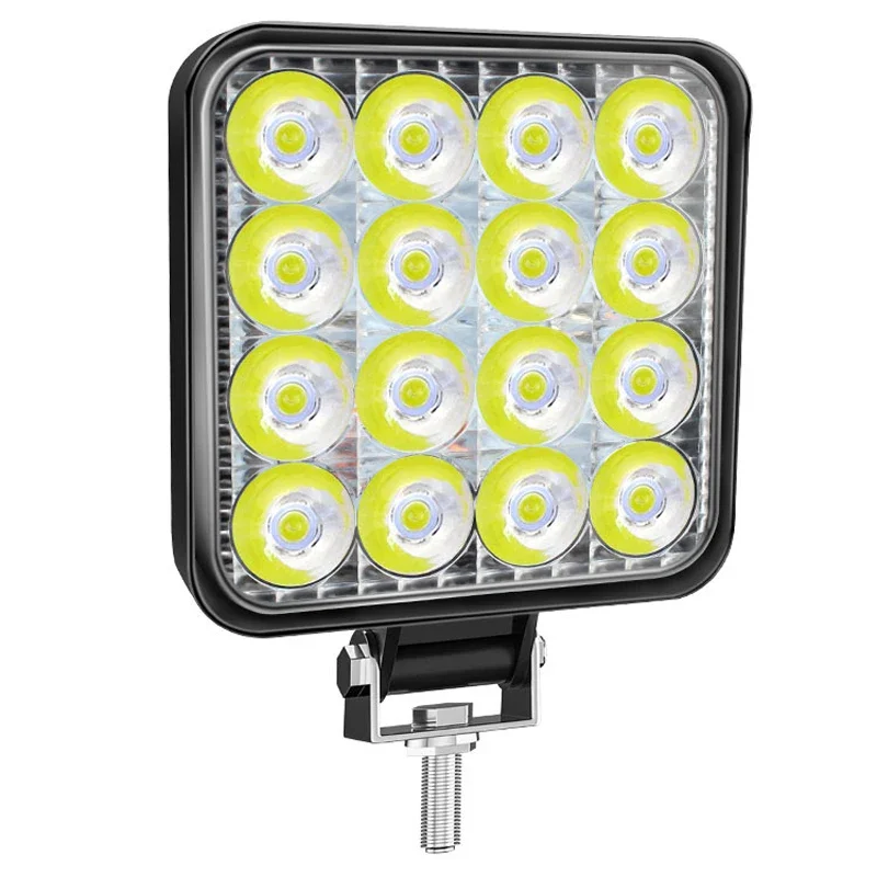 16LED 48W Work Light Car LED Spotlight Light Warning Light Square Round Auto Truck Off Road Mini Ledbar Automotive Accessories