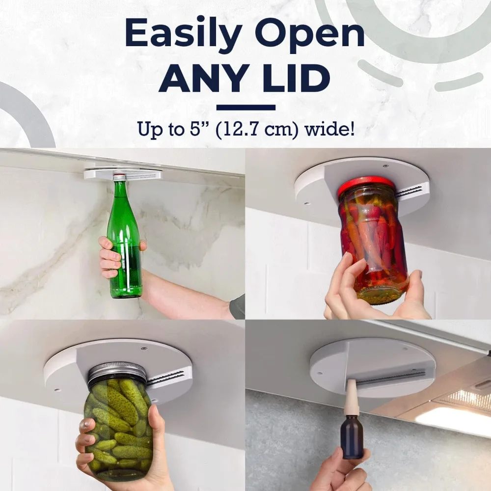 1pc Under Cabinet Jar Openers for Weak Hand Easy Grip, Arthritis jar opener, One Handed Gadgets & Bottle Opener Kitchen Tools view 2