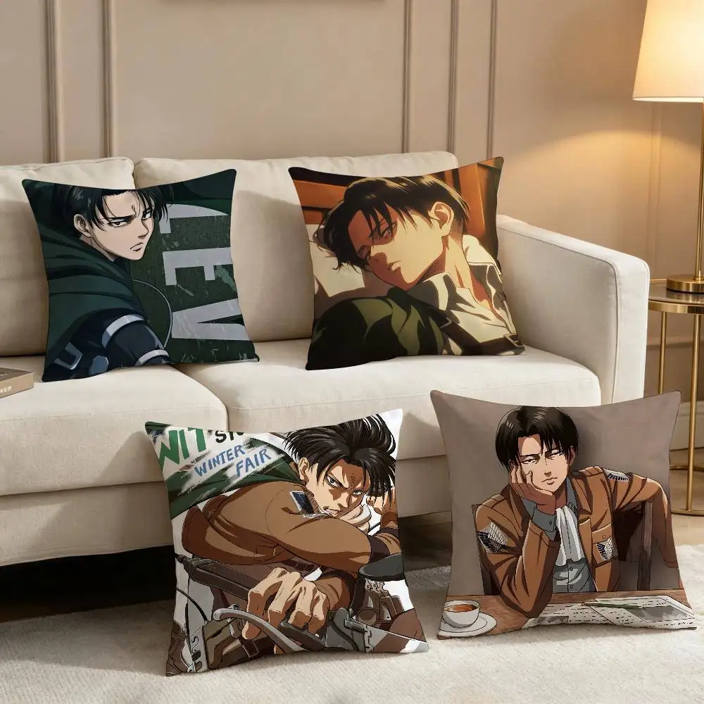 anime fanart cool L-Levi A-Ackerman Pillow Case For Home Bedroom Car Office Decoration Living Room Sofa Cushion Cover Suitable
