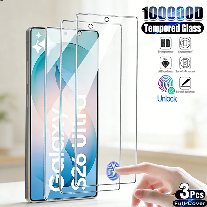

Fingerprint Unlock Screen Protector For Samsung S26 Ultra S25 Edge S23 S22 S26 Plus S24 S25 Ultra Full Cover Tempered Glass