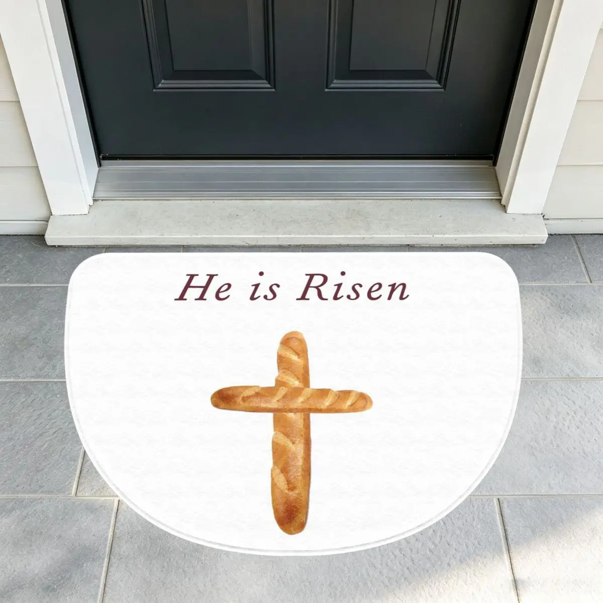 He Is Risen, Shirley's Bread Apron (Community) Soft Half Round Doormat Non Slip Bathroom Mat Absorbent Floor Carpet for Garage