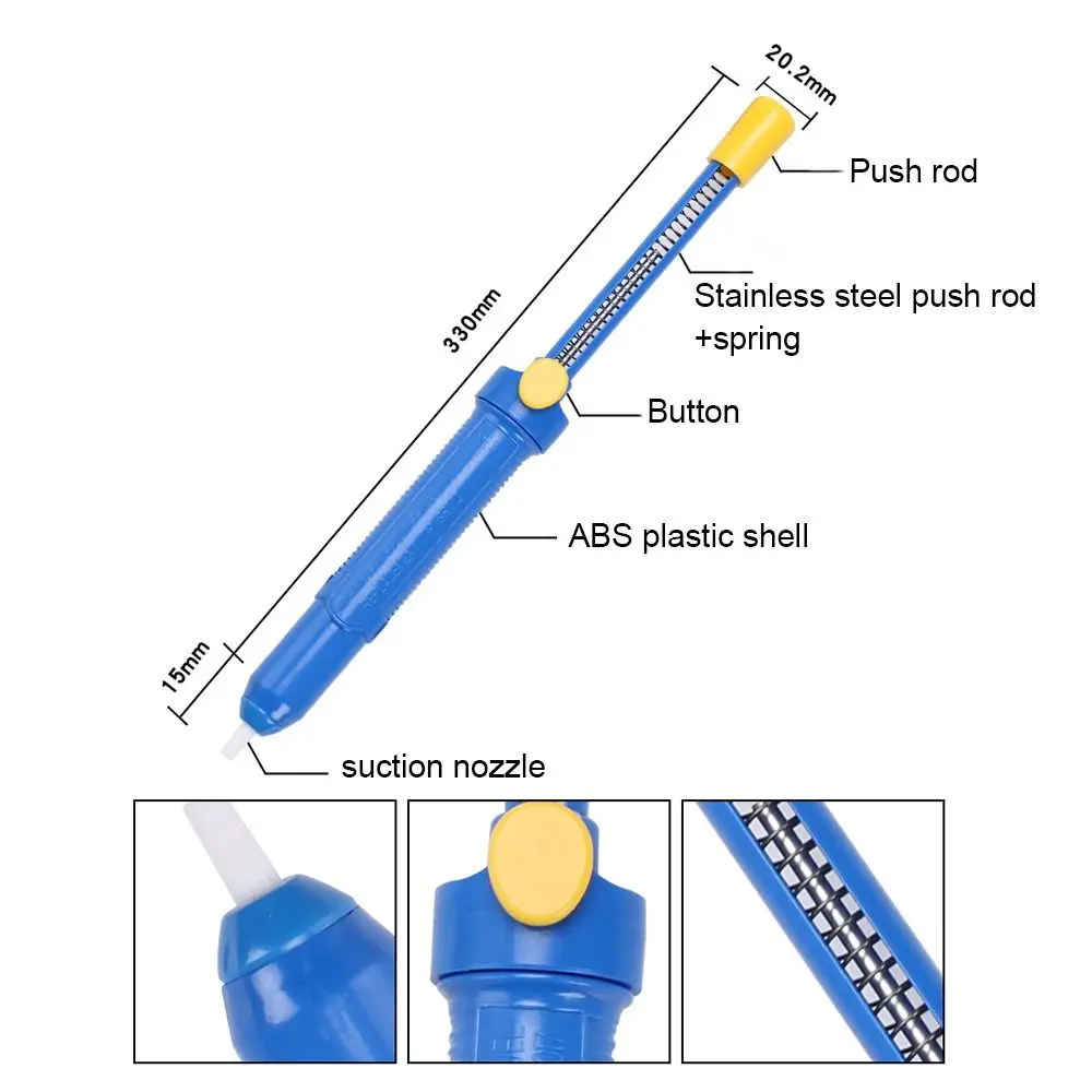 Duurzame Zuigkracht Antislip Handvat Plastic Desoldeerpomp Lasgereedschap Accessoires Soldeer Zuignap Vacuüm Blikverwijderaar