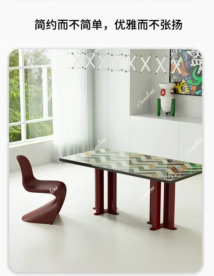 

Designer 2025 new restaurant large apartment thickened tempered glass dining table FT