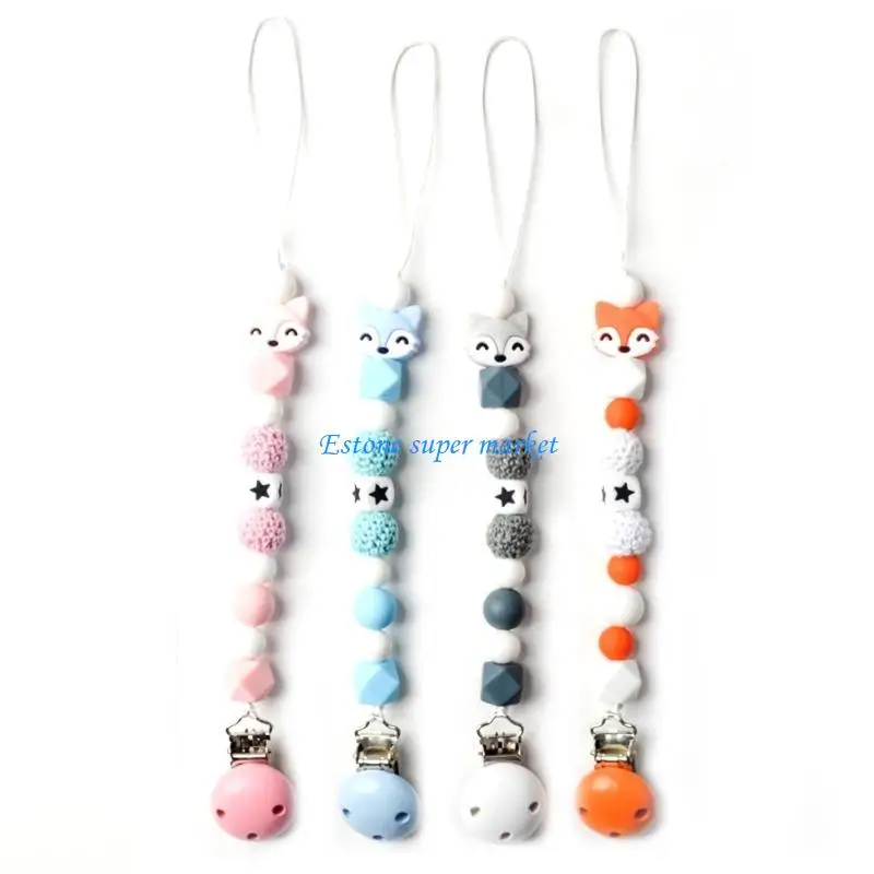

090B Baby Pacifier Clip Nursing Soother Holder Silicone Beads Teether Chain Clip DIY Dummy Nipple Holder Leash Strap Shower