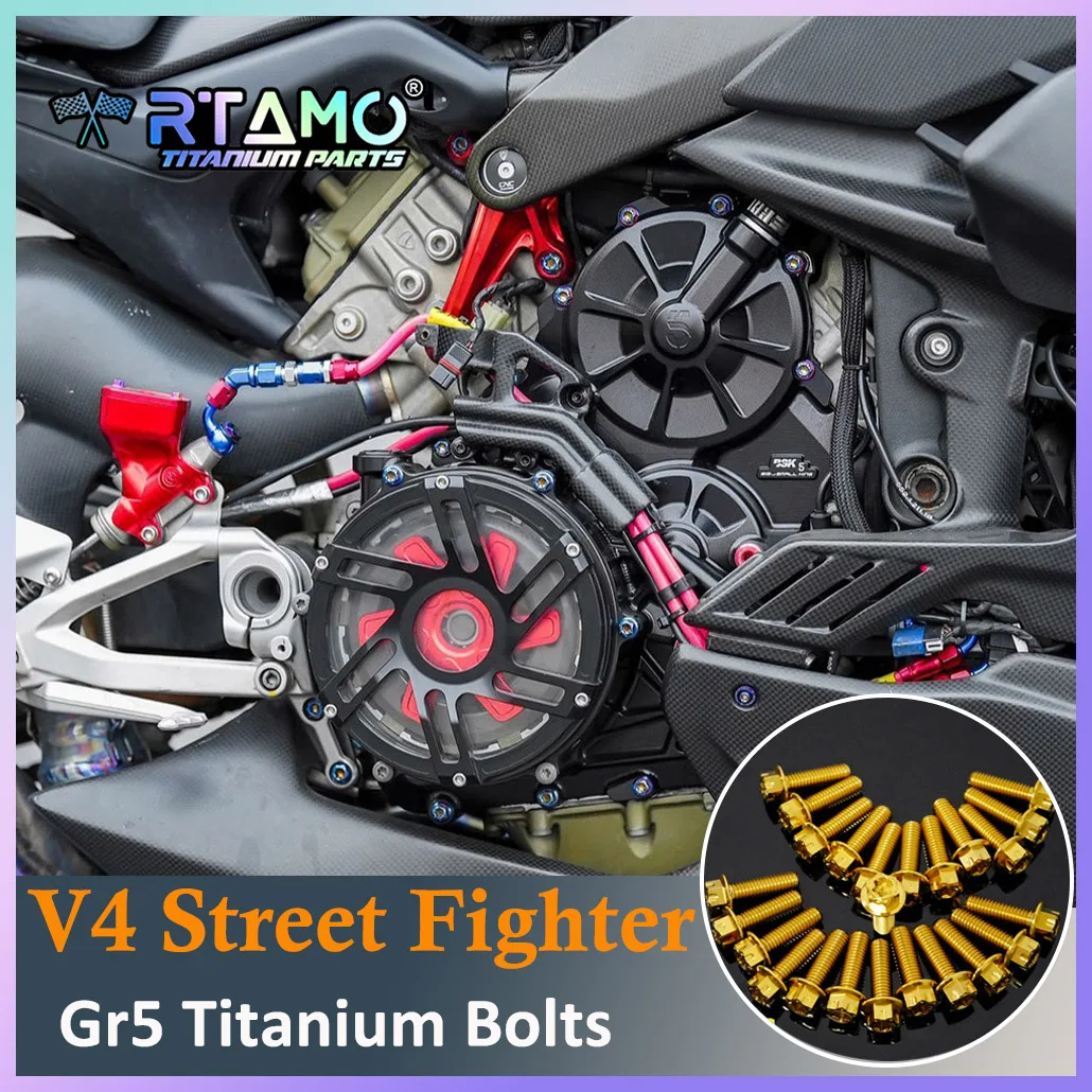 

RTAMO Titanium Alloy Bolt Rear Oil Cup Footrest Engine Clutch Cover Sprocket Nut for Ducati Streetfighter V4