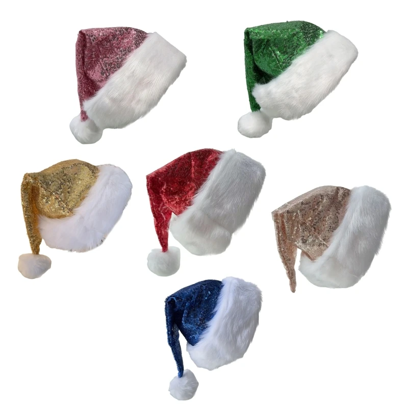 Sparkling Sequins Christmas Costume Hat Sequins Hat Christmas Decoration Hat Santa Costume Hat For Women Kid Girl Dropshipping