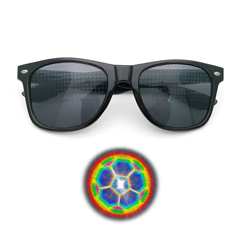 3D Prisma Effect Diffractie Bril Dames Zonnebril Rechthoek Regenboog Caleidoscoop Festival Stijl Rave Brillen Helder/Grijze lens
