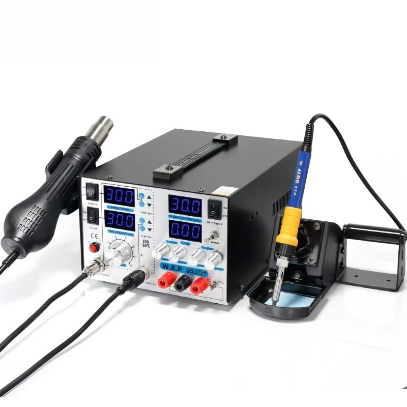 853D+5A Hot Air Soldering Iron With DC Power Supply BGA 3 in 1 Rework Station