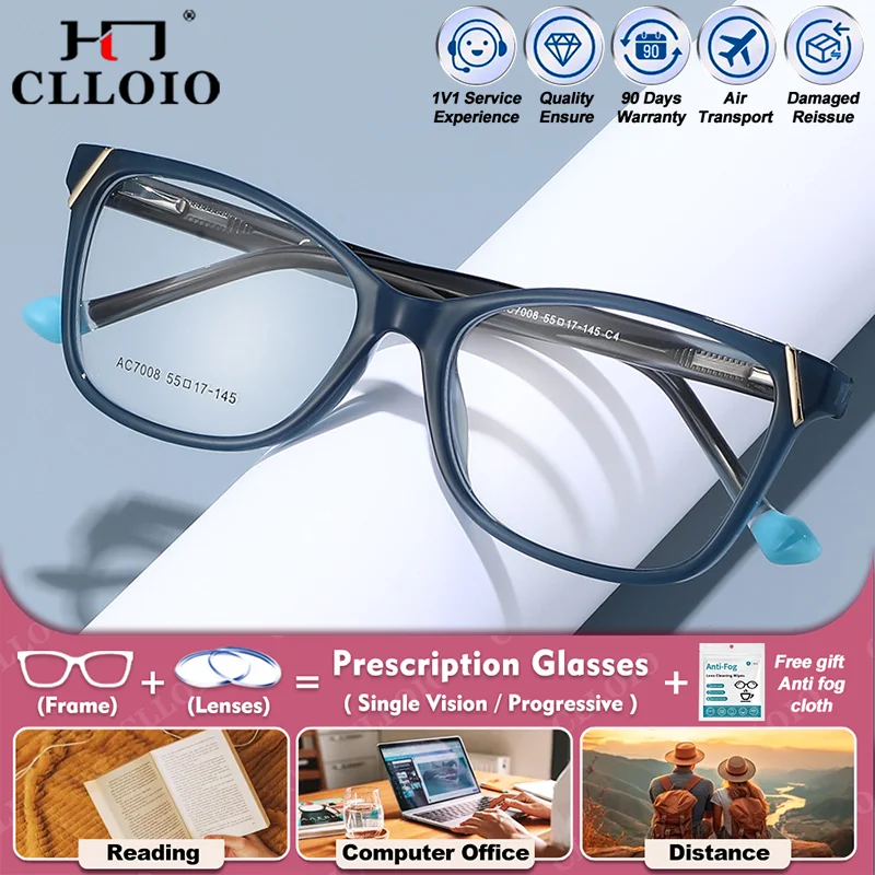 

CLLOIO New Fashion Cat Eye Prescription Glasses Women Anti Blue Light Myopia Photochromic Glasses Progressive Reading Eyewear