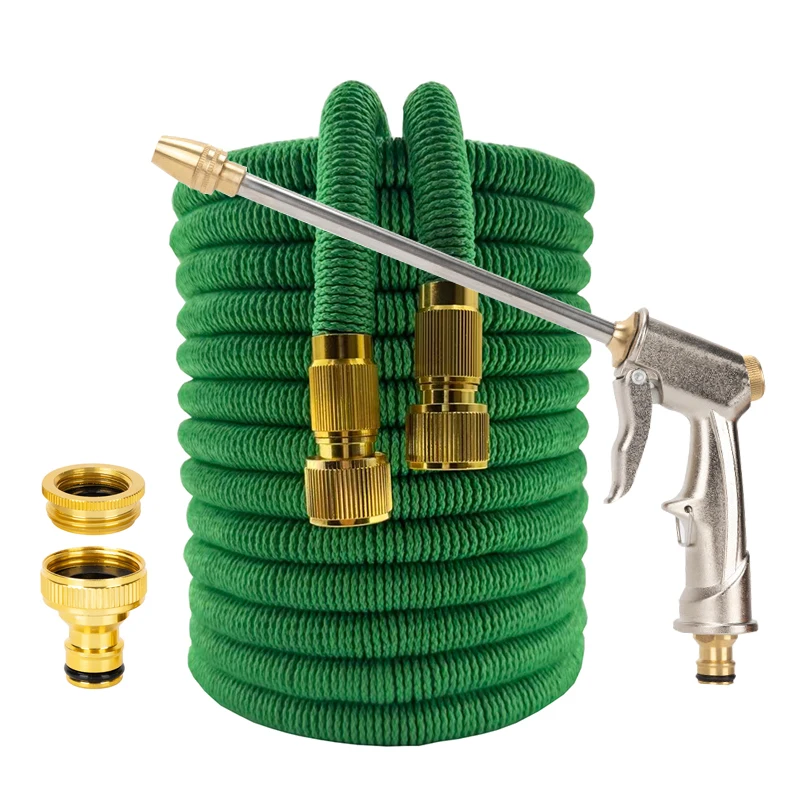 

25FT-100FT Horticultural Expandable Garden Hose High-Pressure Adjustable Aluminium AlloyWater Gun Irrigation Car Washing Tools