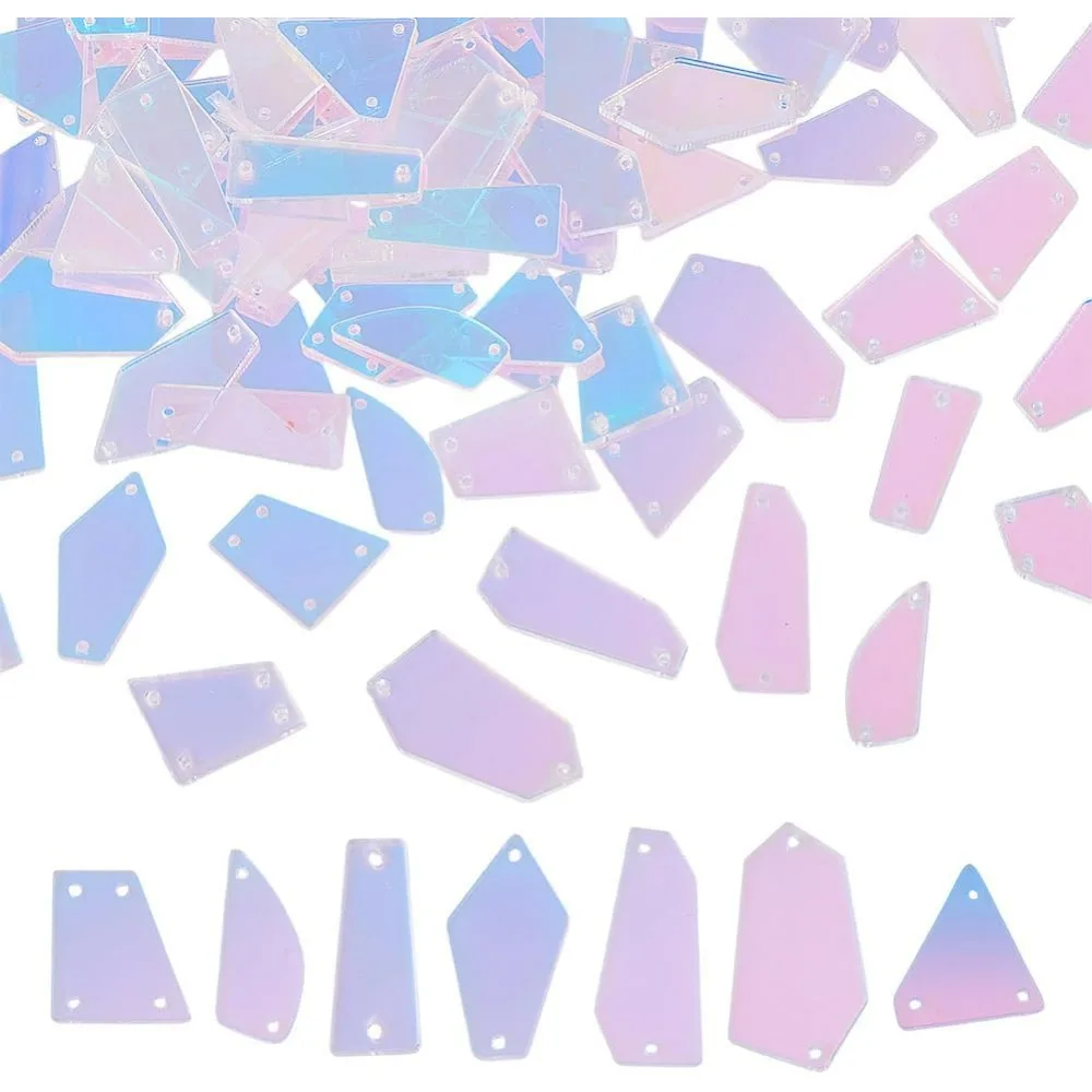 

100 шт., пришивные нерегулярные зеркальные стразы, декоративные плоские акриловые зеркальные детали с отверстиями для рукоделия, одежда, платья для танцевальной вечеринки