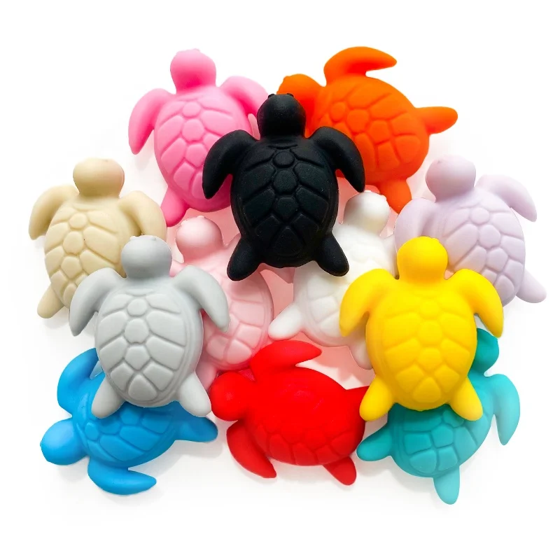 20pcs New Turtle Silicone Focal Beads Baby Teether BPA Free Chew Teeth Bead DIY Nipple Chain Jewelry Newborn Toys Accessories