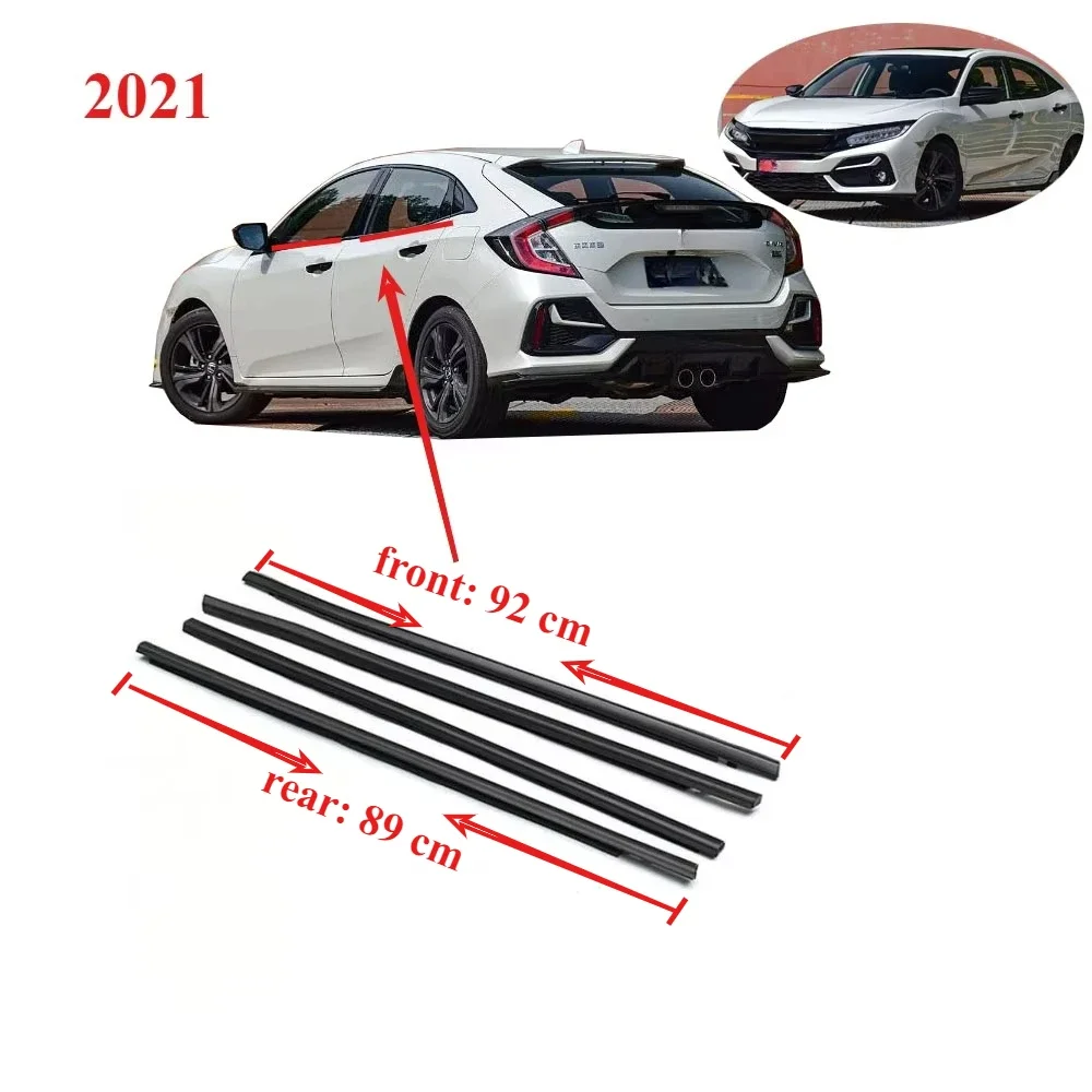 4Pcs Hatchback 72950-TGGA01 Window Glass Rubber for Civic Not for Sedan 2017-2020 Weatherstrip Window Molding Trim No for Saloon