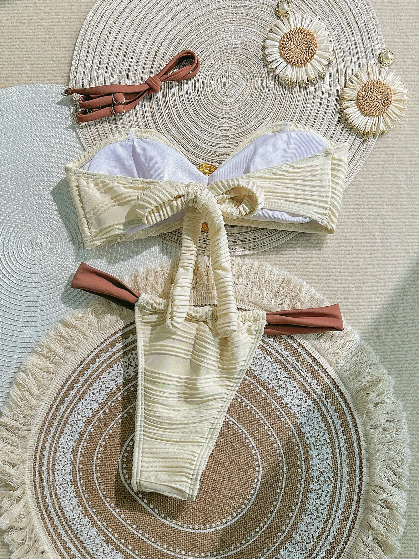 New Special Fabric Tube Top Simple Split Bikini Beach Spa Swimsuit for Women
