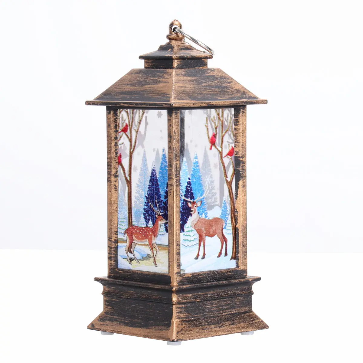 Vintage Christmas Lantern LED Flame Lamp Portable Table Centerpiece for Indoor Outdoor Wedding Party Decor