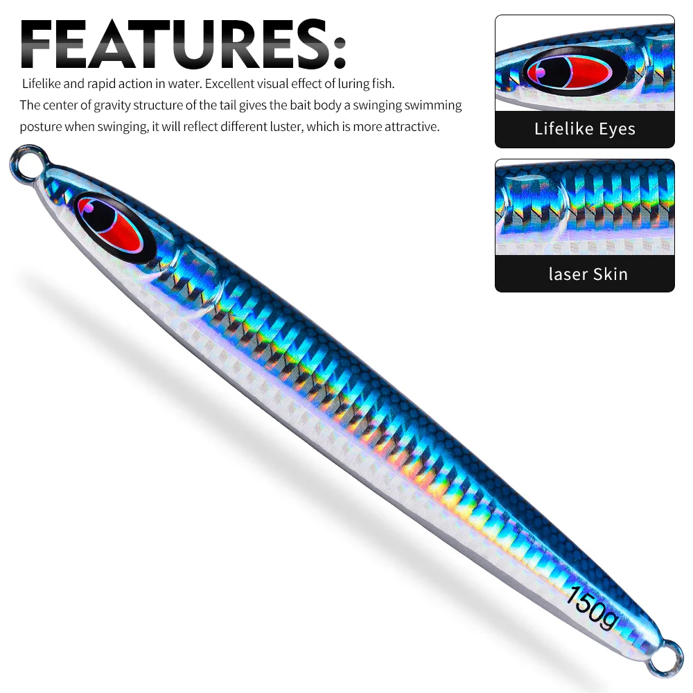 PROBEROS 5PCS Metal Jigging Lures Saltwater Long Casting Hard Fishing Bait for Shore & Boat Sea Fishing