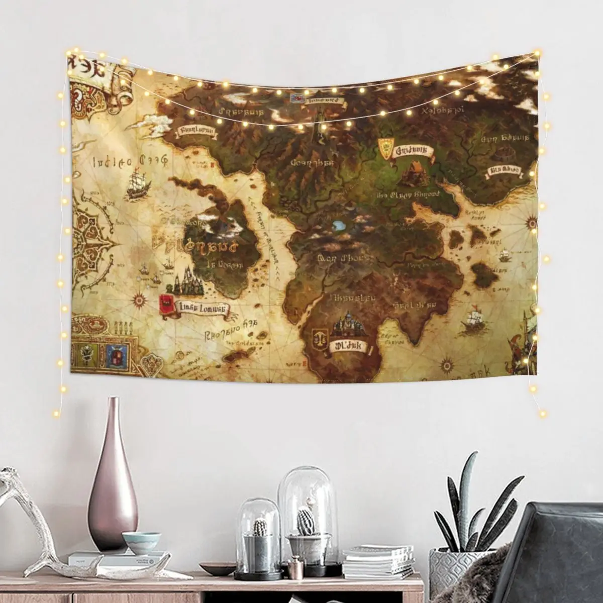 Eorzea FFXIV Map Tapestry Room Decor Aesthetic Tapete For The Wall Decoration For Home Cute Room Decor Tapestry