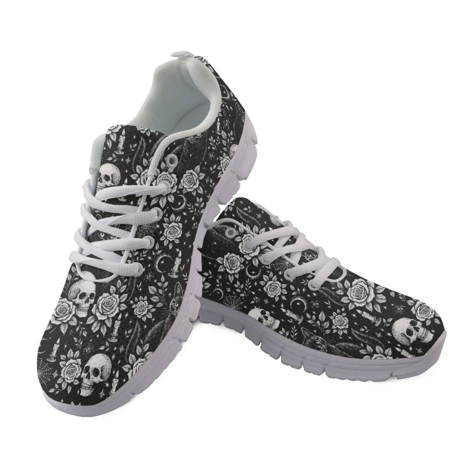 Coloranimal Gothic Skull Cat Running Sport Shoes Tennis Shoes for Women Lightweight Training Shoes