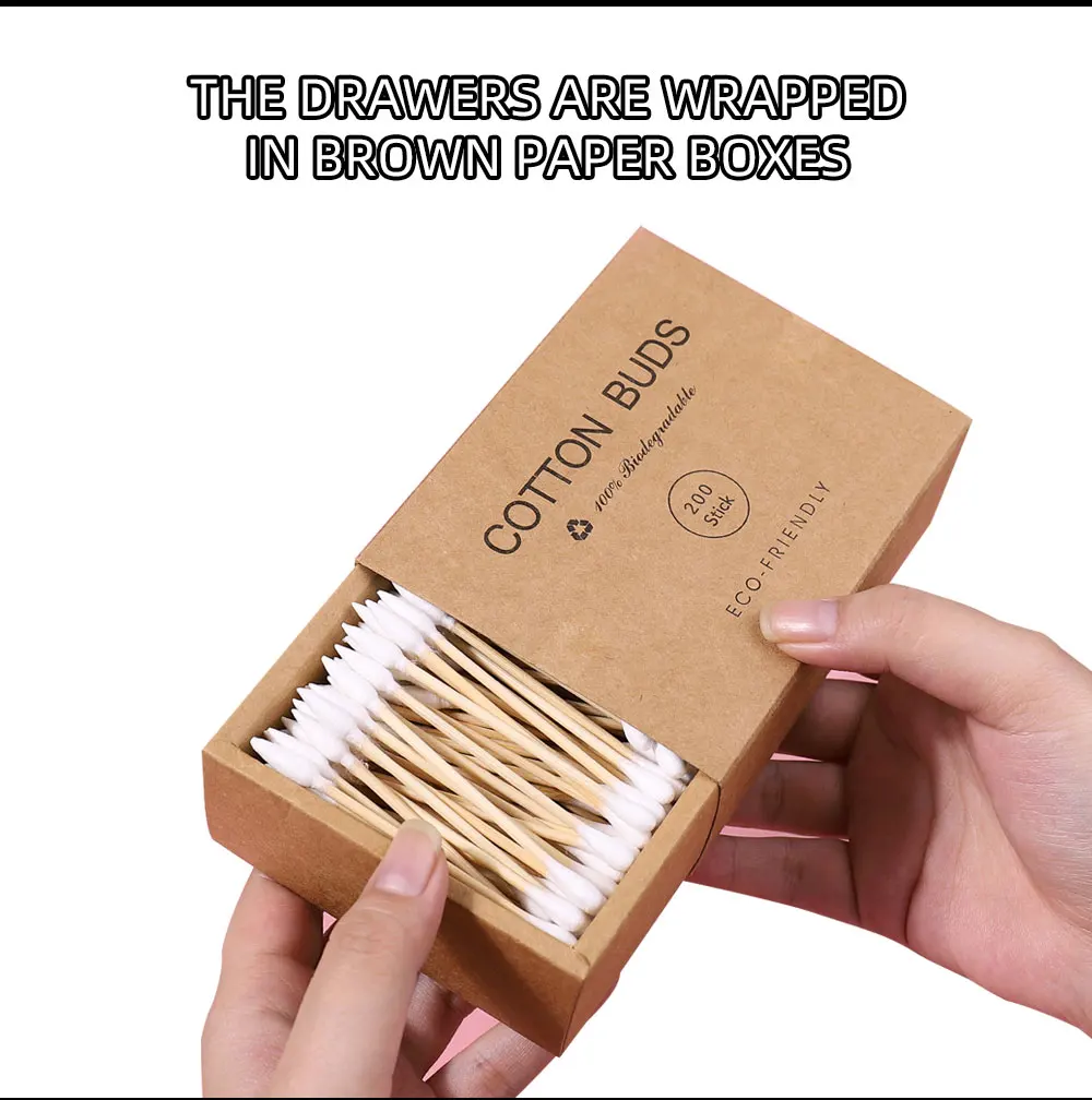 200 Teile/schachtel Nägel Holz Baumwolle Tupfer Sauber Sticks Knospe Spitze Holz Baumwolle Kopf Maniküre Detail Corrector Nagellack Entferner Kunst Werkzeug – Detail 5