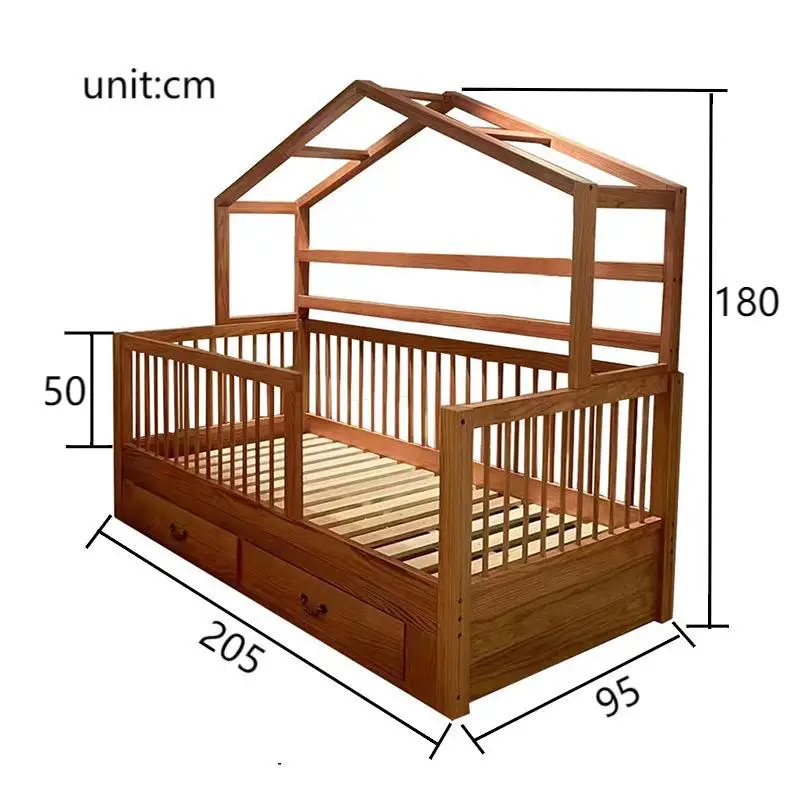 Cama Montessori de madera para dormitorio de tamaño personalizado con cajón de almacenamiento, casa individual para niños, cama para niños pequeños