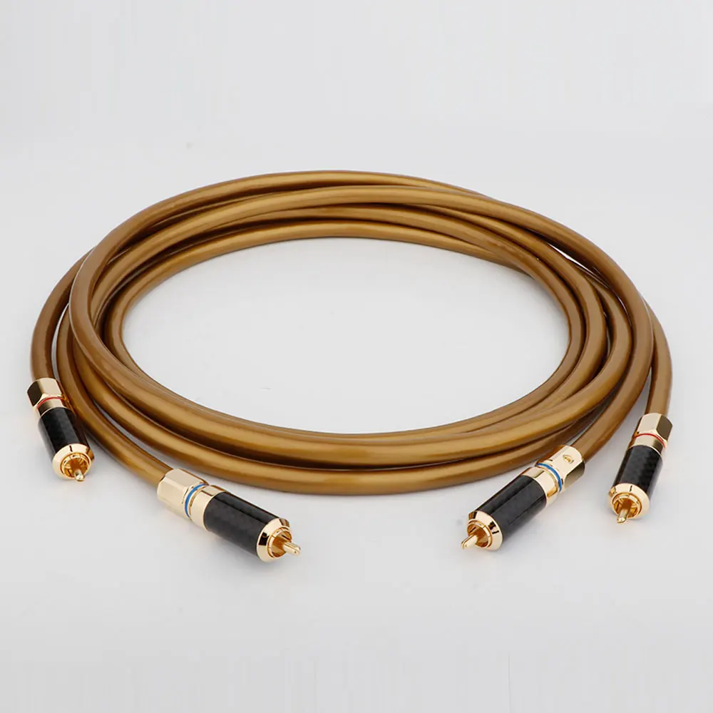 Preffair X421 Hexlink Golden 5-C HIFi RCA Cable Hifi Audio  OCC Copper With Carbon Fiber RCA Plug Connector Cable Audio Cable