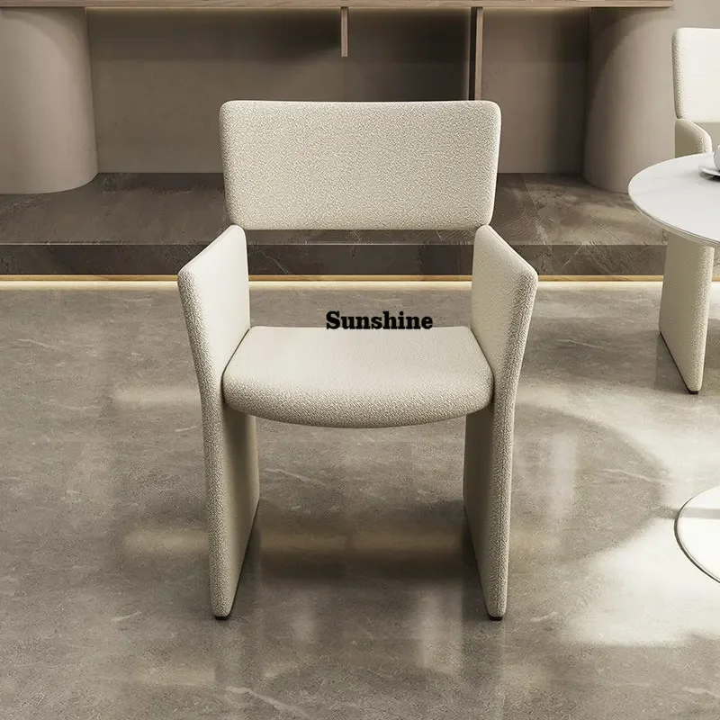 

Italian leather light luxury simple modern leather fabric solid wood dining chair negotiation chair FT