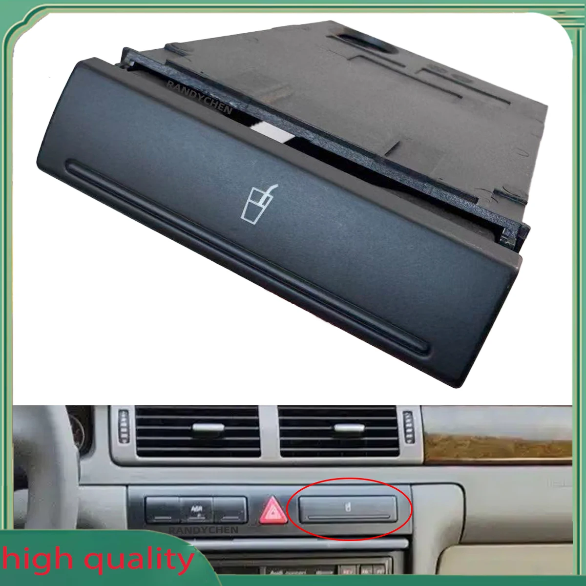 For Audi A6 C5 Avant S6 RS6 1998-2005 4B0862534D LHD Interior Dashboard Cup Holder Water Drink Insert Trim