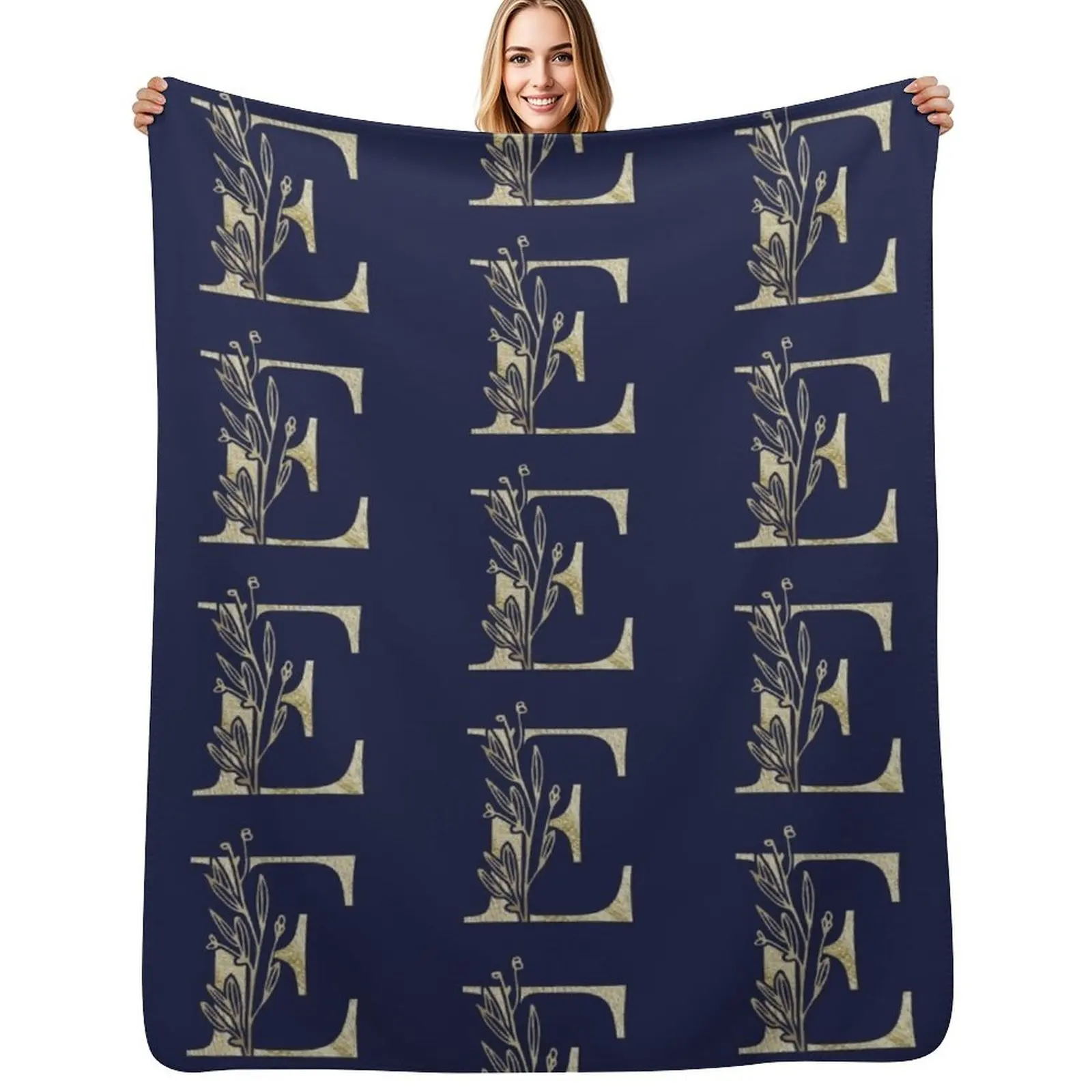 E Gold Letter Throw Blanket Cozy Throw Blanket Birthday Gift for Him Her