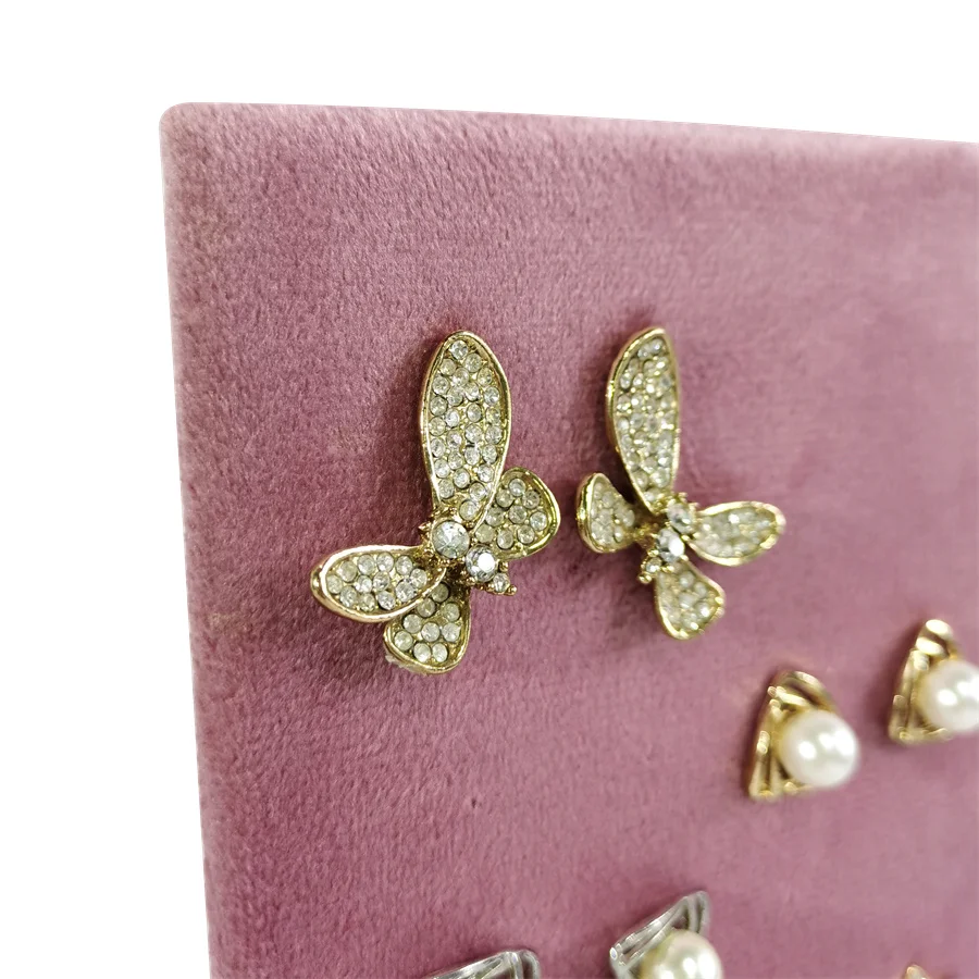 Rosa Samt Schmuck Veranstalter Tabletts Ohrringe Ringe Halter Ohr stecker Armreif Aufbewahrung stablett Schmuck Zähler Schmuck Display – Detail 5