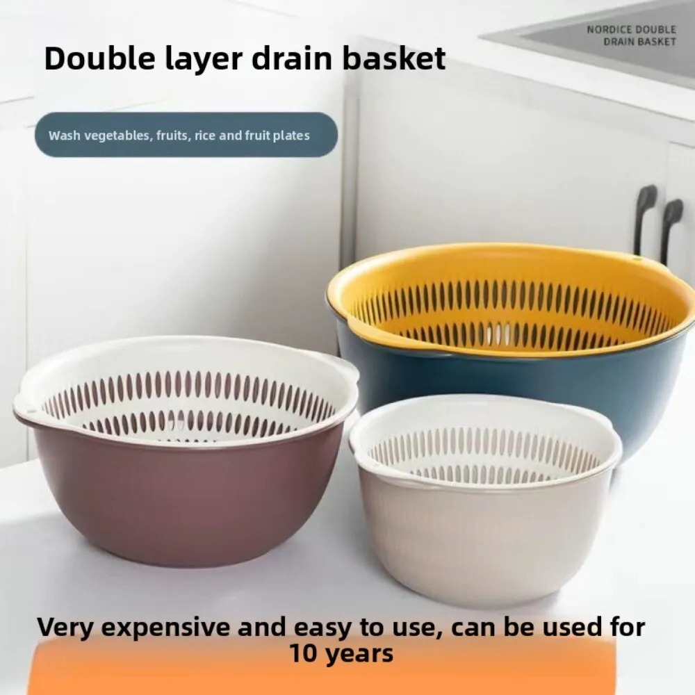 

Extra Thick Round Plastic Washing Draining Basin Thickened Food Grade Fruit and Vegetable Cleaning Basket for Kitchen Use